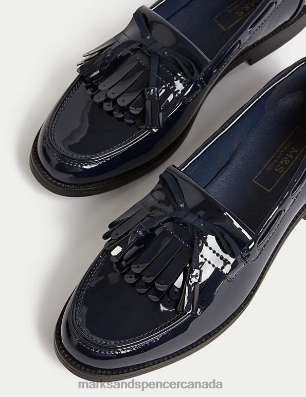 Women Navy Footwear Marks & Spencer Patent Tassel Bow Loafers 20VTD1176 - Marks and Spencer online