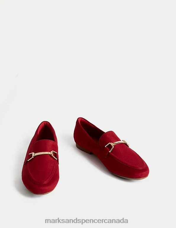 Women Red Footwear Marks & Spencer Trim Detail Slip On Flat Loafers 20VTD3436 - Marks and Spencer Canada locations