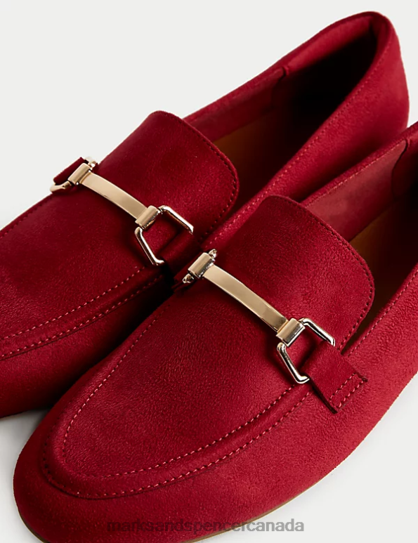 Women Red Footwear Marks & Spencer Trim Detail Slip On Flat Loafers 20VTD3436 - Marks and Spencer Canada locations