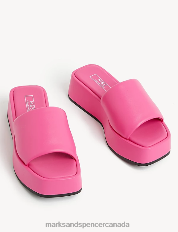 Women Cerise Footwear Marks & Spencer Flatform Square Toe Mules 20VTD3246 - Marks and Spencer Canada locations