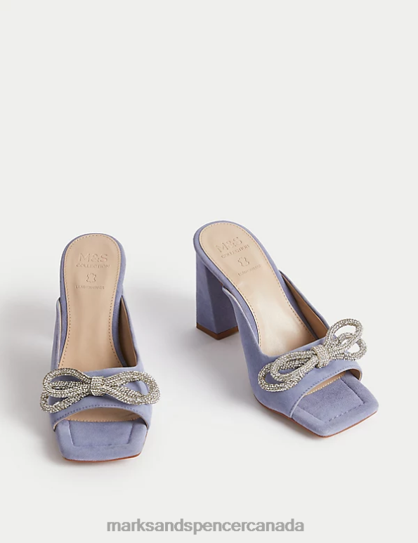 Women Lilac Footwear Marks & Spencer Suede Sparkle Block Heel Mules 20VTD429 - Marks and Spencer Canada locations