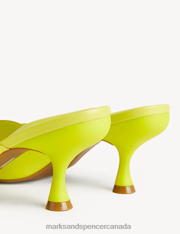 Women Lime Footwear Marks & Spencer Wide Fit Leather Kitten Heel Mules 20VTD2458 - Marks and Spencer Canada locations