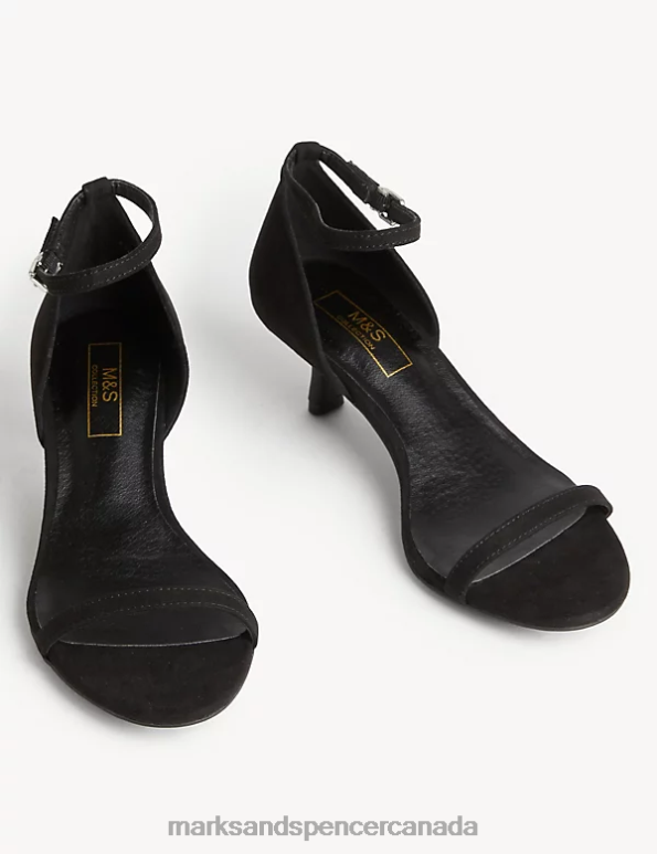 Marks and Spencer sale - Women Black Footwear Marks & Spencer Ankle Strap Kitten Heel Sandals 20VTD2073