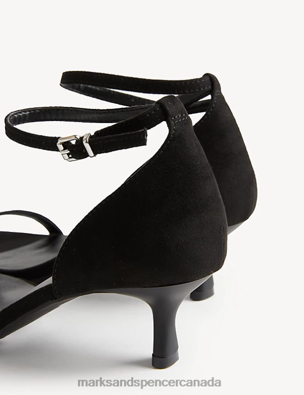 Marks and Spencer sale - Women Black Footwear Marks & Spencer Ankle Strap Kitten Heel Sandals 20VTD2073