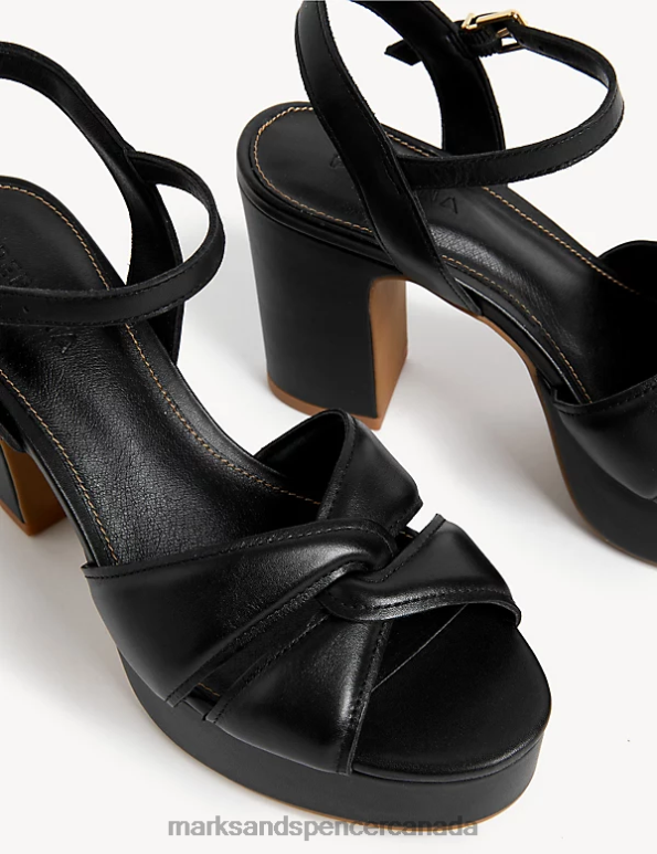 Women Black Footwear Marks & Spencer Leather Ankle Strap Platform Sandals 20VTD2803 - Marks and Spencer Canada locations