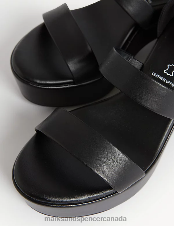 Marks and Spencer sale - Women Black Footwear Marks & Spencer Leather Strappy Platform Sandals 20VTD2279