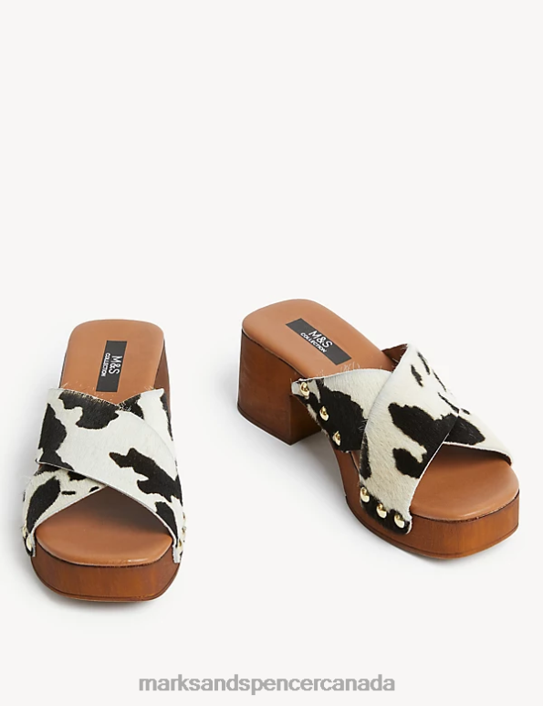 Women Black Mix Footwear Marks & Spencer Studded Block Heel Open Toe Clogs 20VTD1598 - Marks and Spencer online