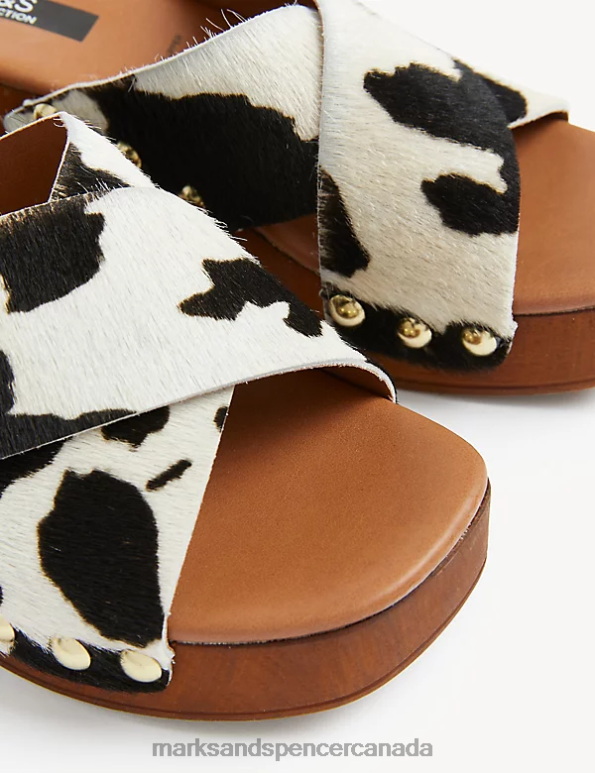 Women Black Mix Footwear Marks & Spencer Studded Block Heel Open Toe Clogs 20VTD1598 - Marks and Spencer online