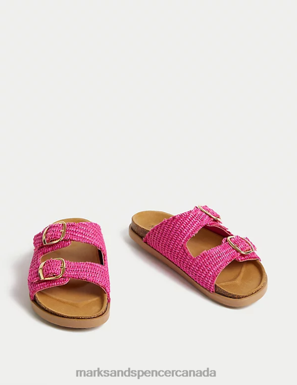 Women Bright Pink Footwear Marks & Spencer Woven Buckle Sandals 20VTD25 - Marks and Spencer online