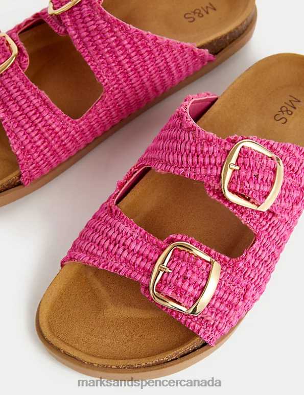 Women Bright Pink Footwear Marks & Spencer Woven Buckle Sandals 20VTD25 - Marks and Spencer online