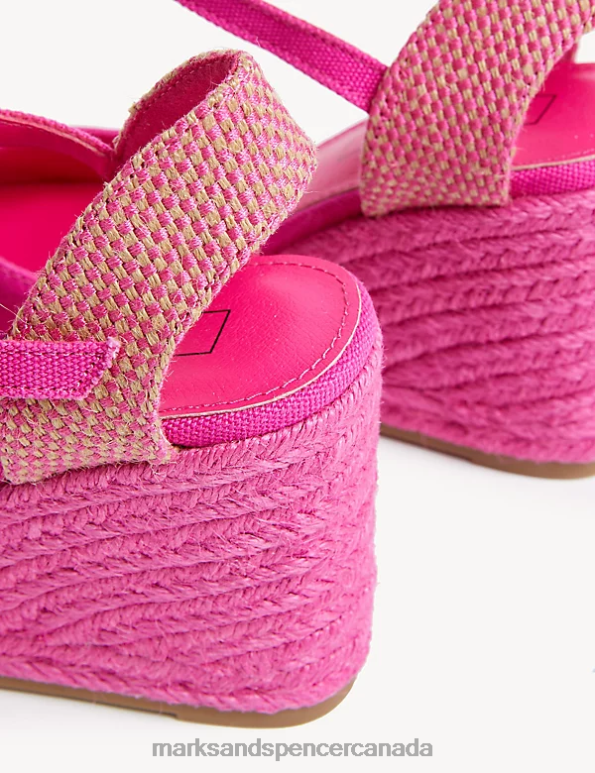 Marks and Spencer Canada - Women Cerise Footwear Marks & Spencer Buckle Ankle Strap Wedge Espadrilles 20VTD1980