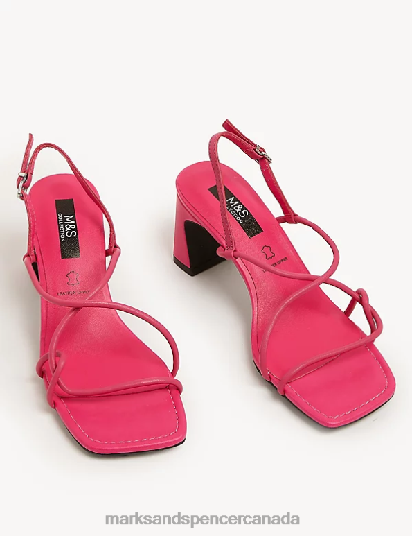 Marks and Spencer sale - Women Cerise Footwear Marks & Spencer Leather Strappy Statement Sandals 20VTD1735