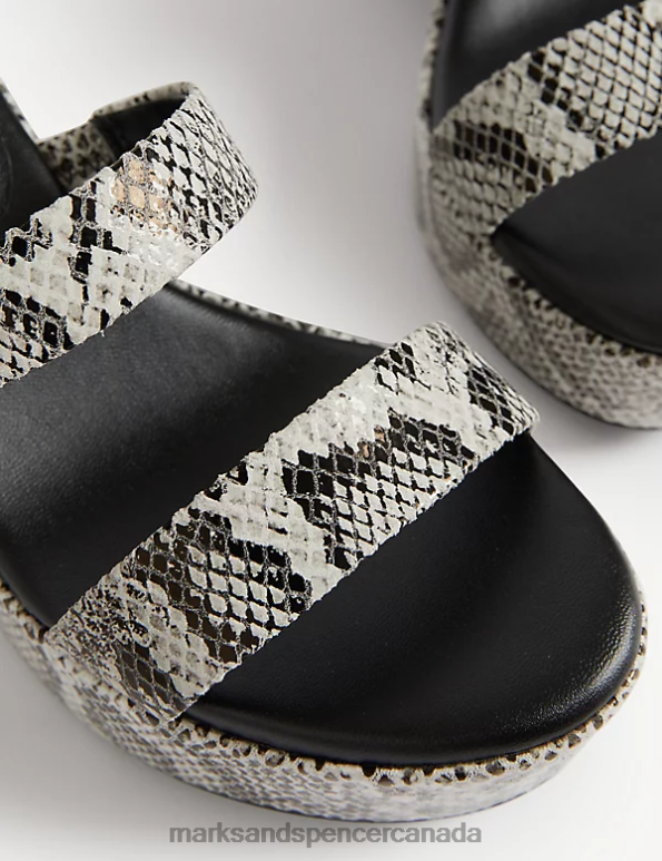 Women Grey Mix Footwear Marks & Spencer Leather Strappy Platform Sandals 20VTD2643 - Marks and Spencer Canada locations