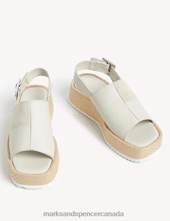 Women Ivory Footwear Marks & Spencer Leather Buckle Flatform Sandals 20VTD2842 - Marks and Spencer online