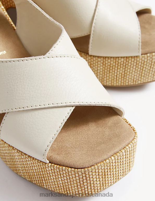 Women Ivory Footwear Marks & Spencer Leather Crossover Platform Sandals 20VTD3045 - Marks and Spencer Canada locations