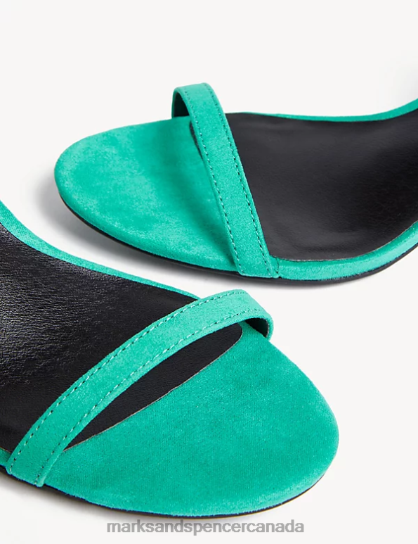 Women Medium Green Footwear Marks & Spencer Ankle Strap Kitten Heel Sandals 20VTD2407 - Marks and Spencer outlet