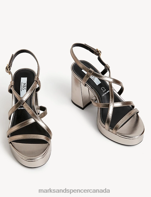 Marks and Spencer sale - Women Metallic Footwear Marks & Spencer Strappy Platform Sandals 20VTD2838