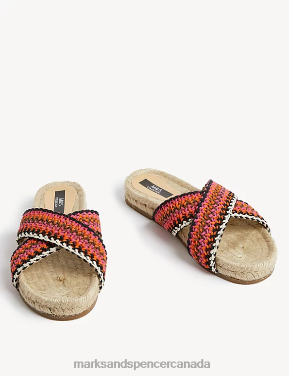Marks and Spencer near me - Women Pink Mix Footwear Marks & Spencer Woven Crossover Flat Espadrilles 20VTD1089