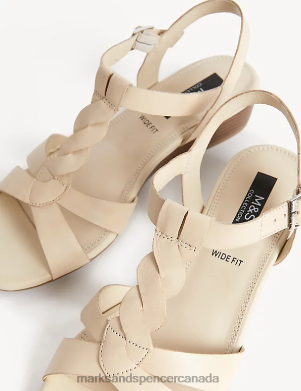 Marks and Spencer sale - Women Stone Footwear Marks & Spencer Wide Fit Leather Wedge Sandals 20VTD2766