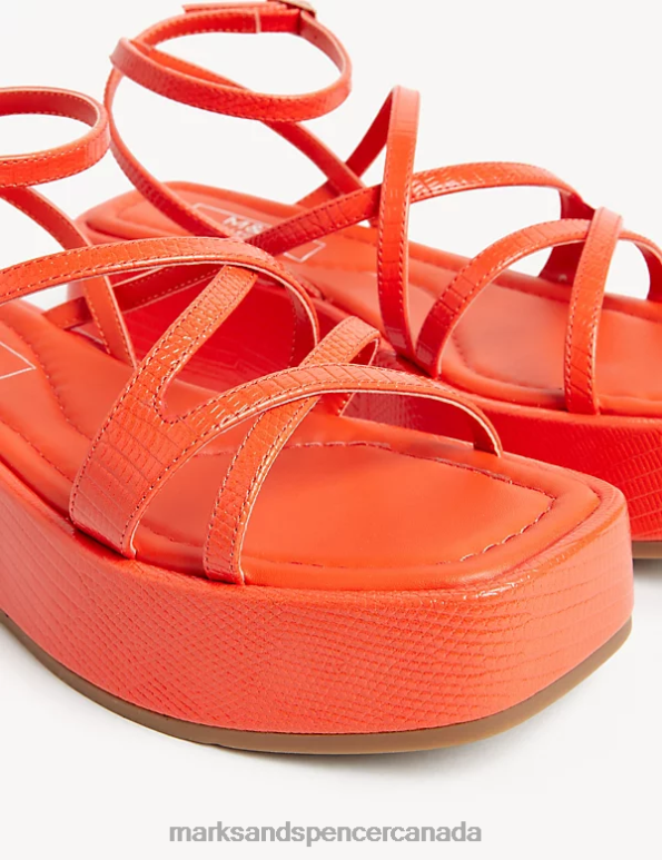 Marks and Spencer Canada - Women Tangerine Footwear Marks & Spencer Strappy Flatform Sandals 20VTD2917