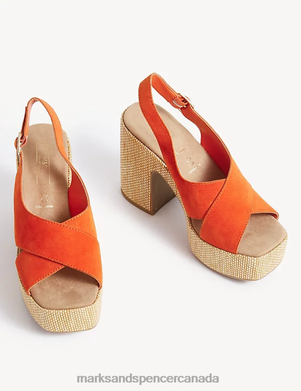 Women Tangerine Footwear Marks & Spencer Suede Crossover Platform Sandals 20VTD3115 - Marks and Spencer online