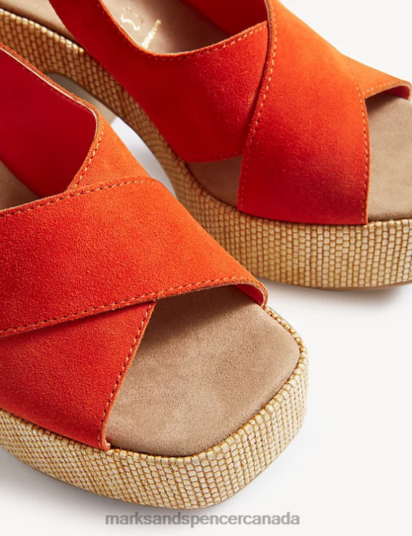 Women Tangerine Footwear Marks & Spencer Suede Crossover Platform Sandals 20VTD3115 - Marks and Spencer online