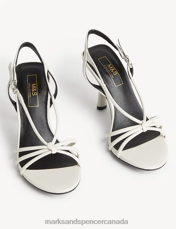 Women White Footwear Marks & Spencer Buckle Strappy Stiletto Heel Sandals 20VTD1936 - Marks and Spencer online