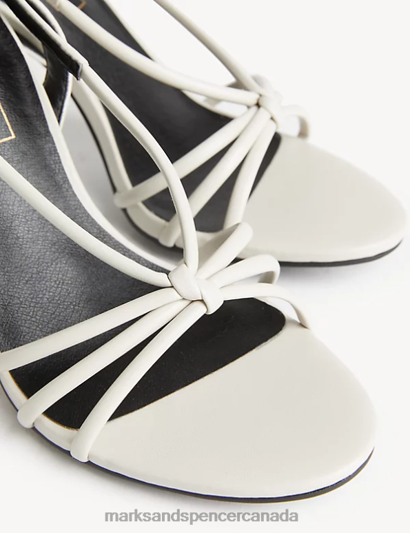 Women White Footwear Marks & Spencer Buckle Strappy Stiletto Heel Sandals 20VTD1936 - Marks and Spencer online