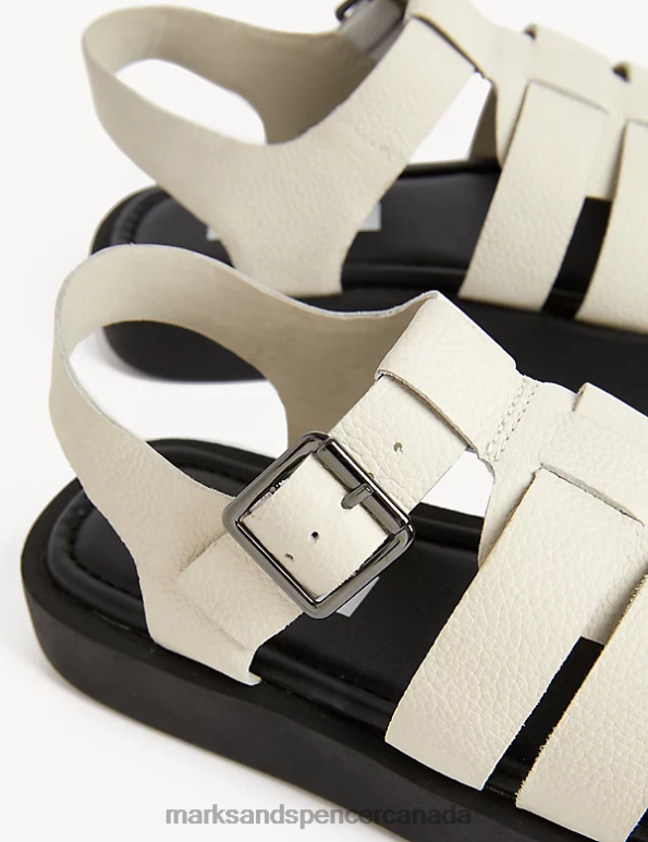 Marks and Spencer Canada - Women White Footwear Marks & Spencer Leather Flatform Sandals 20VTD1898