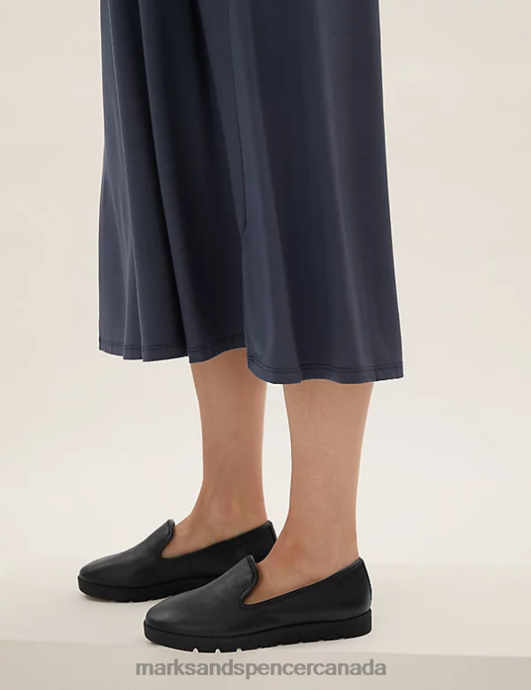 Women Black Footwear Marks & Spencer Leather Slip On Flat Pumps 20VTD2115 - Marks and Spencer Canada locations