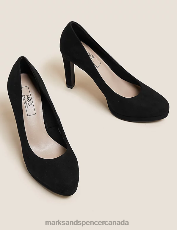 Women Black Footwear Marks & Spencer Platform Stiletto Heel Court Shoes 20VTD3104 - Marks and Spencer outlet