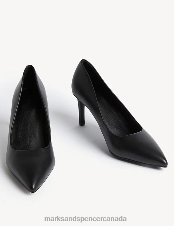 Women Black Footwear Marks & Spencer Stiletto Heel Pointed Court Shoes 20VTD1549 - Marks and Spencer outlet