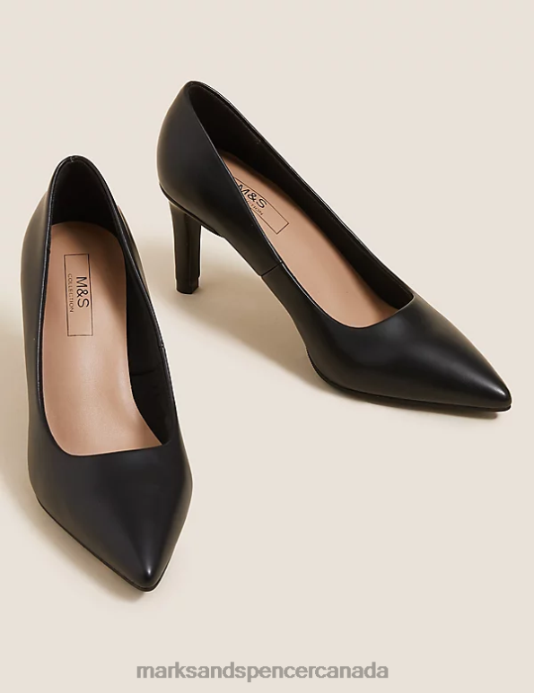 Women Black Footwear Marks & Spencer Stiletto Heel Pointed Court Shoes 20VTD696 - Marks and Spencer online