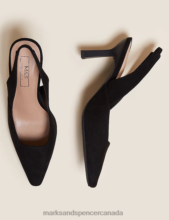 Marks and Spencer Canada - Women Black Footwear Marks & Spencer Stiletto Heel Pointed Slingback Shoes 20VTD2187