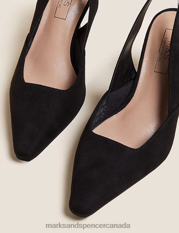 Marks and Spencer Canada - Women Black Footwear Marks & Spencer Stiletto Heel Pointed Slingback Shoes 20VTD2187