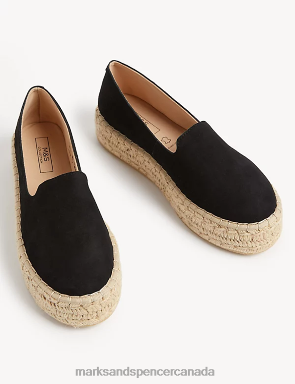 Women Black Footwear Marks & Spencer Suede Flatform Espadrilles 20VTD2687 - Marks and Spencer Canada locations