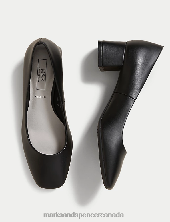 Marks and Spencer sale - Women Black Footwear Marks & Spencer Wide Fit Block Heel Square Toe Shoes 20VTD2895