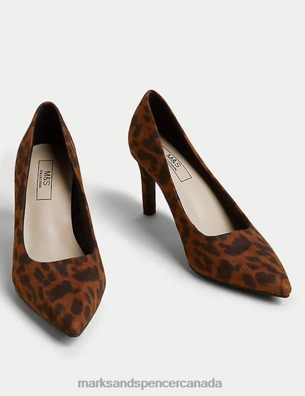 Marks and Spencer Canada - Women Brown Mix Footwear Marks & Spencer Leopard Print Stiletto Heel Court Shoes 20VTD1725