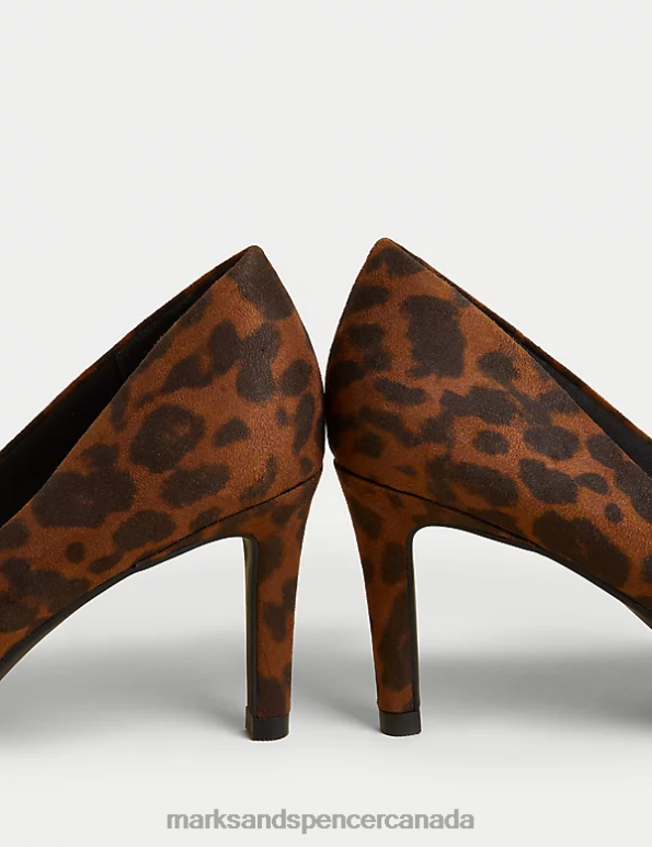 Marks and Spencer Canada - Women Brown Mix Footwear Marks & Spencer Leopard Print Stiletto Heel Court Shoes 20VTD1725