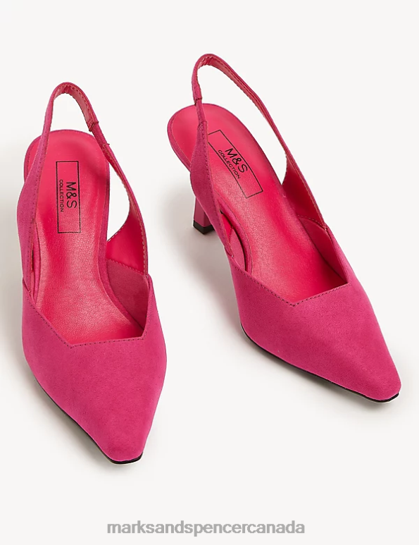 Marks and Spencer Canada - Women Cerise Footwear Marks & Spencer Stiletto Heel Pointed Slingback Shoes 20VTD2535