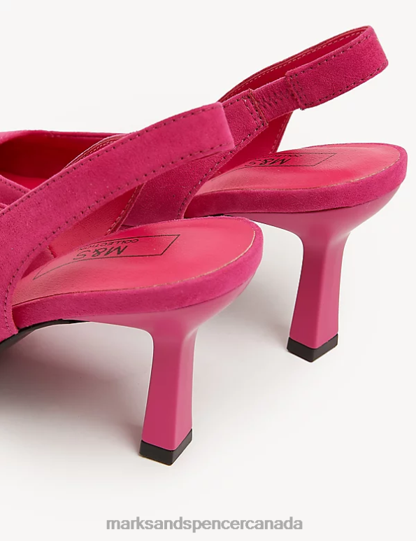 Marks and Spencer Canada - Women Cerise Footwear Marks & Spencer Stiletto Heel Pointed Slingback Shoes 20VTD2535
