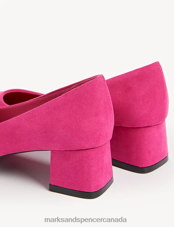 Women Cerise Footwear Marks & Spencer Wide Fit Block Heel Square Toe Shoes 20VTD3249 - Marks and Spencer Canada locations