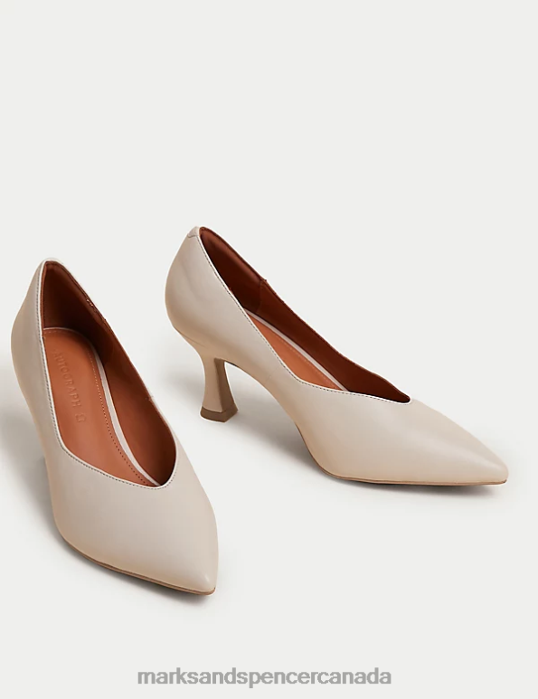 Marks and Spencer sale - Women Cream Footwear Marks & Spencer Leather Statement Pointed Court Shoes 20VTD3203