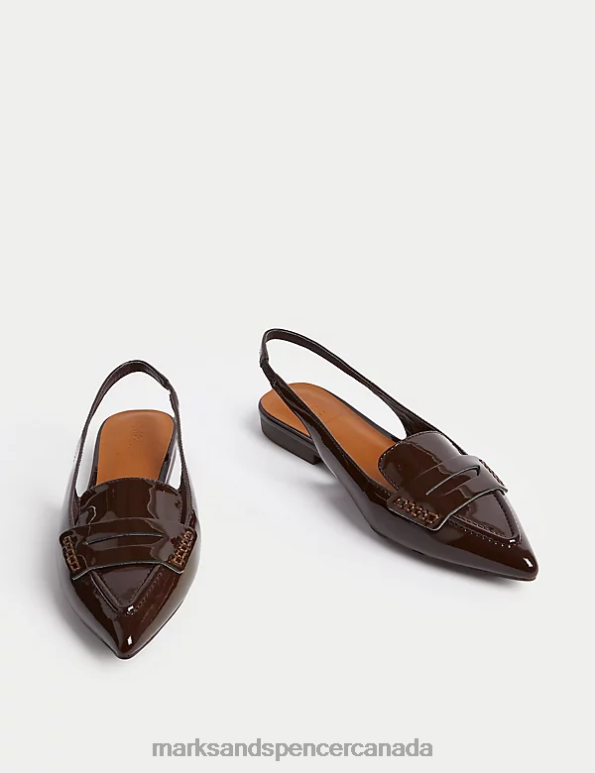 Marks and Spencer sale - Women Damson Footwear Marks & Spencer Leather Slip On Flat Slingback Shoes 20VTD1261