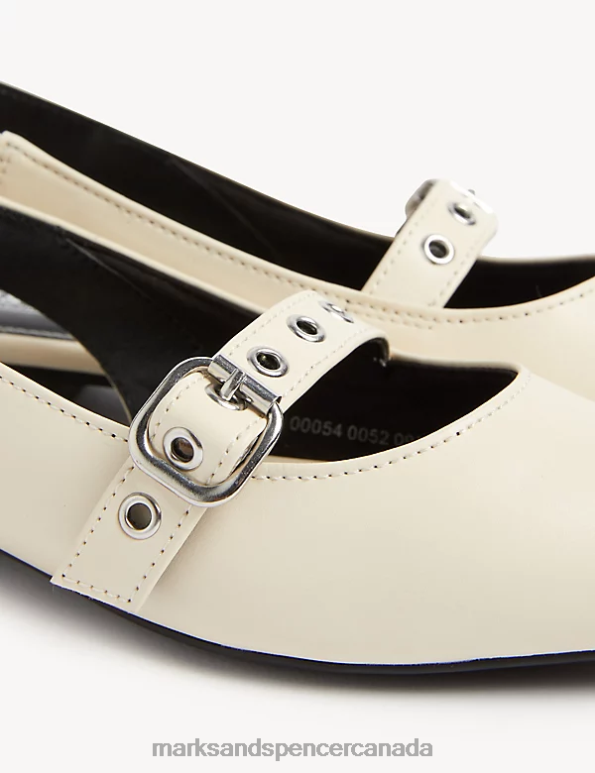 Women Ivory Footwear Marks & Spencer Buckle Flat Pointed Slingback Shoes 20VTD997 - Marks and Spencer outlet