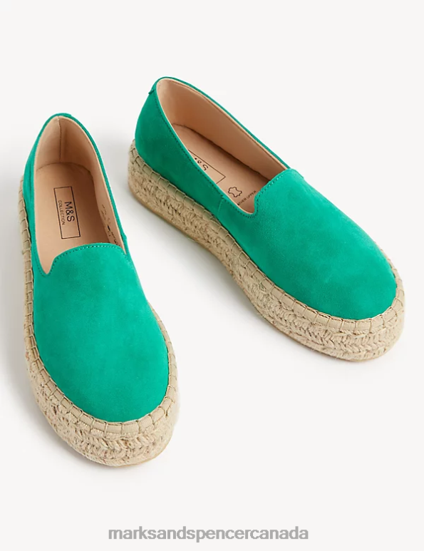 Women Medium Green Footwear Marks & Spencer Suede Flatform Espadrilles 20VTD3031 - Marks and Spencer online