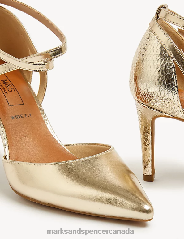 Women Metallic Footwear Marks & Spencer Wide Fit Stiletto Heel Court Shoes 20VTD2648 - Marks and Spencer online