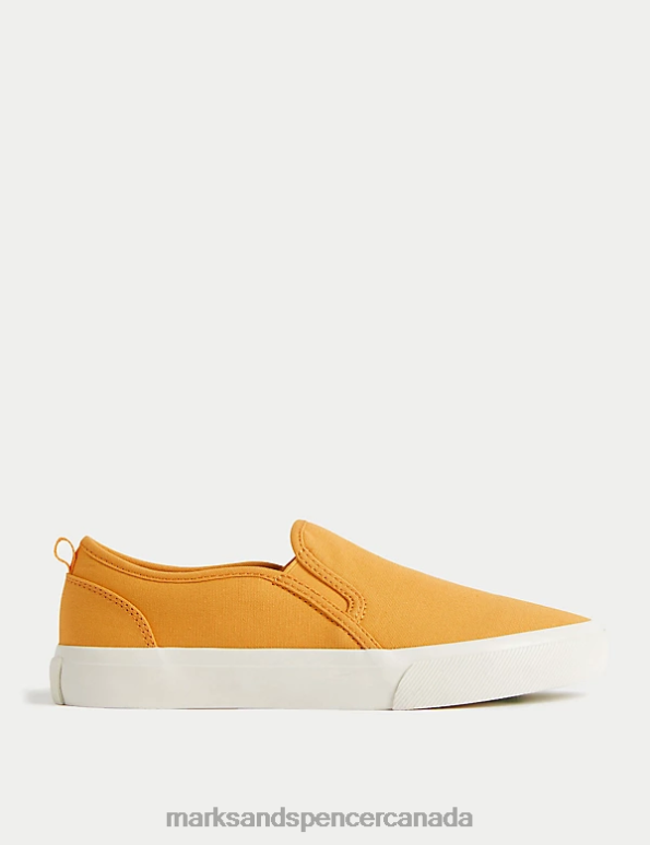Women Mustard Footwear Marks & Spencer Canvas Slip On Trainers 20VTD3401 - Marks and Spencer outlet