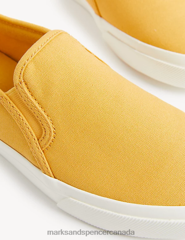 Women Mustard Footwear Marks & Spencer Canvas Slip On Trainers 20VTD3401 - Marks and Spencer outlet