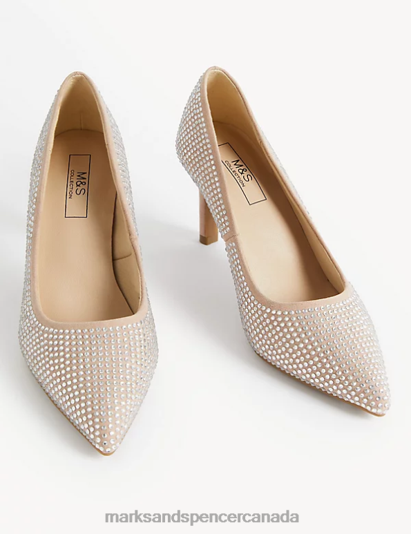 Marks and Spencer near me - Women Natural Mix Footwear Marks & Spencer Sparkle Stiletto Heel Pointed Court Shoes 20VTD3189